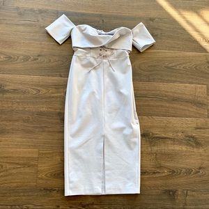 Topshop Gray Off the Shoulder Sheath Dress